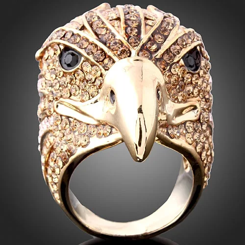 CHRAN Gold Color Animal Shape Ladies Jewelry Rings Promotion Fashion Eagle Designer Crystal Engagement Rings For Women