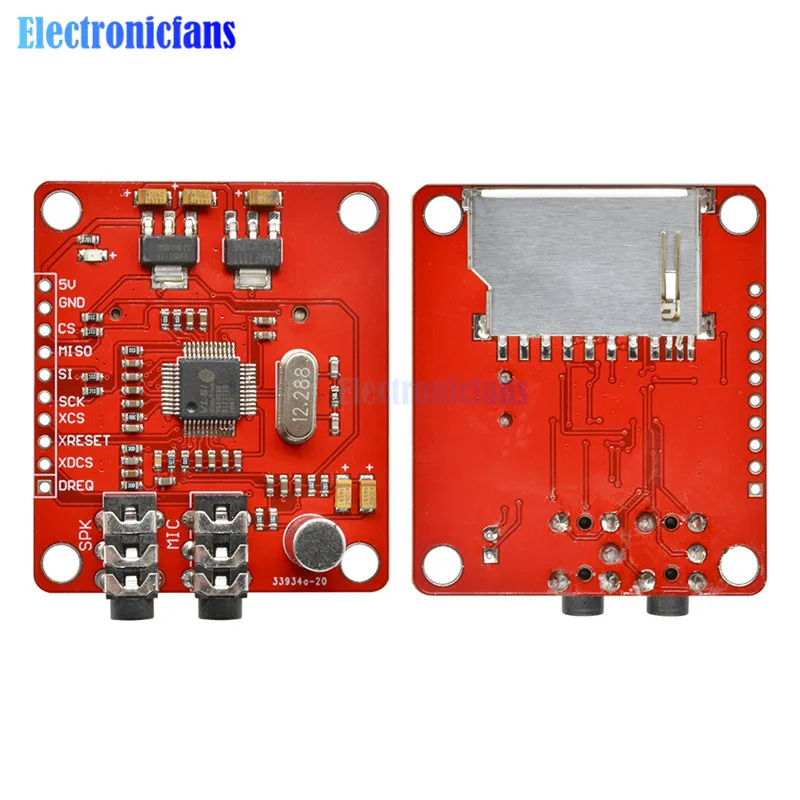 VS1053 VS1053B MP3 moduł z gniazdo kart SD VS1053B Ogg nagrywanie w czasie rzeczywistym 12.288 Mhz kryształ 16-Bit PCM dla Arduino