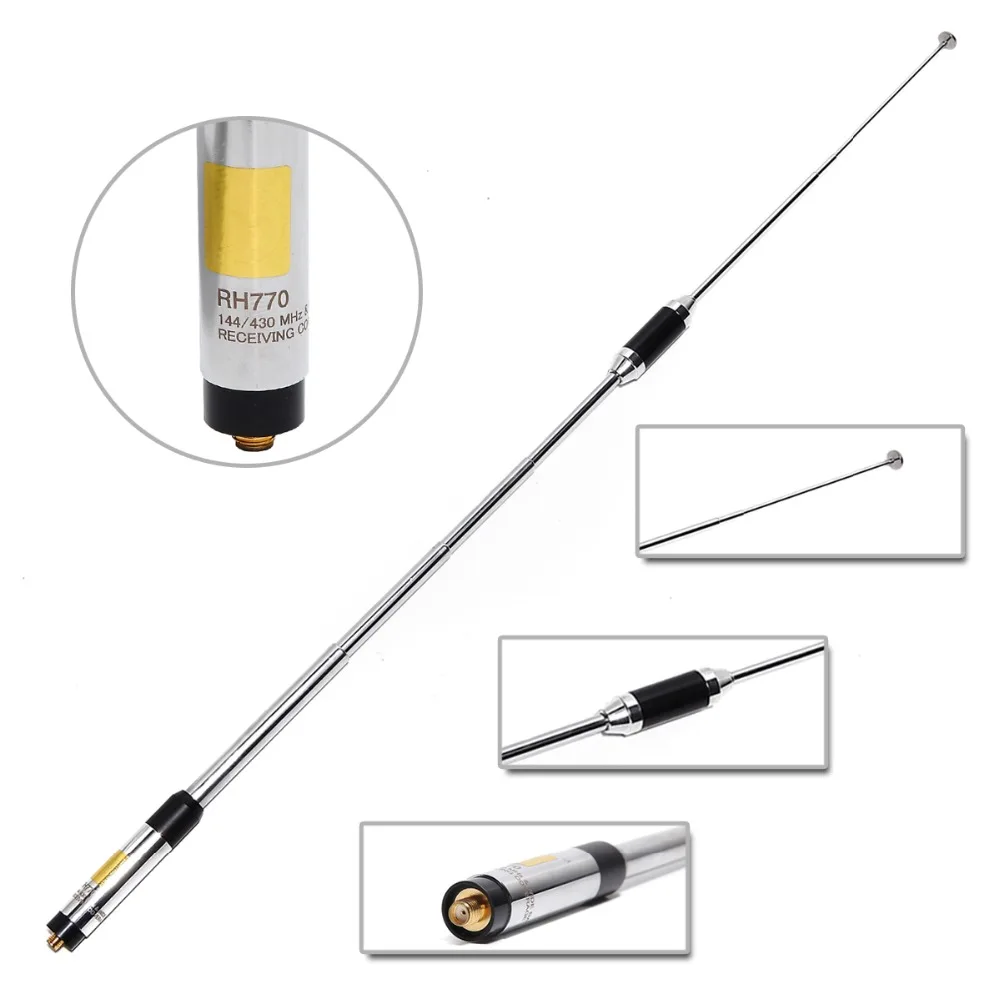 Abbree Telescopic Antenna RH770 SMA-Female RH-770 Dual Band 144/430Mhz For Baofeng UV-5R UV-82 UV-9R PLus Walkie Talkie