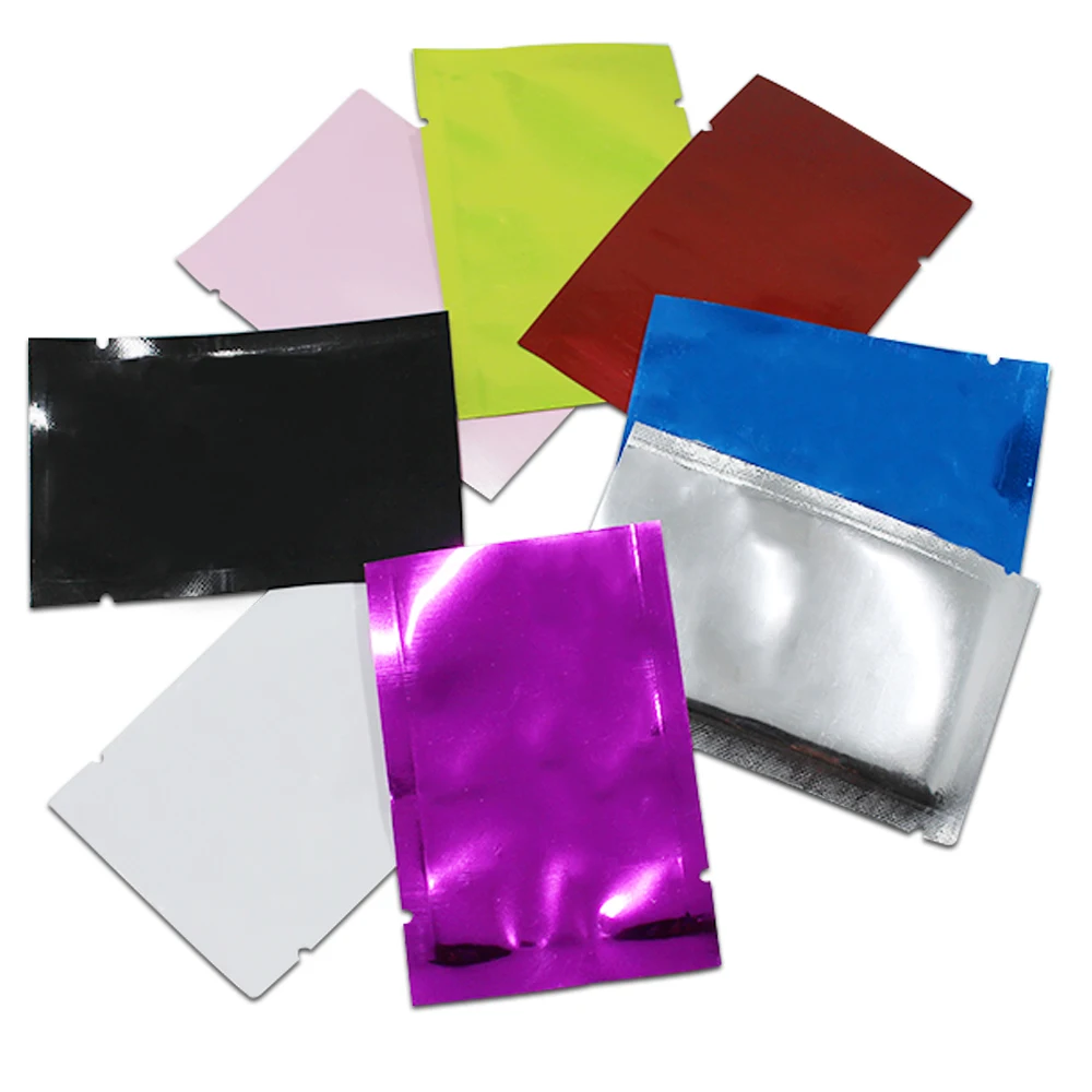 200pcs 5*7cm Mylar Packaging Bag Open Top Heat Sealable Sample Pack Pouch for Bean Tea Candy Storage Smell Proof Foil Bag Pocket