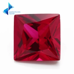 Size 2x2~10x10mm 8# 3# 5# Red Stone Square Princess Cut Synthetic Corundum Gemstone For Jewelry