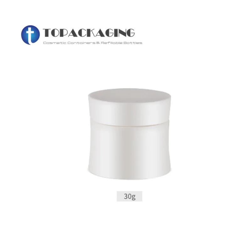 50PCS/LOT-30G Cream Jar,Concave Bottom Box With Screw Cap,White Plastic Cosmetic Container,Empty Mask Canister,Nail Art Cans