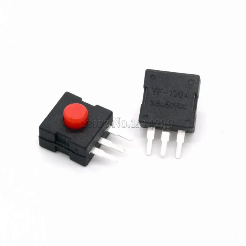 10Pcs 1212-223DB 12*12mm side Straight Foot 3pins Red Button LED Flashlight Switch 0.5A 50VDC ON-OFF-ON-OFF 12x12 223DB