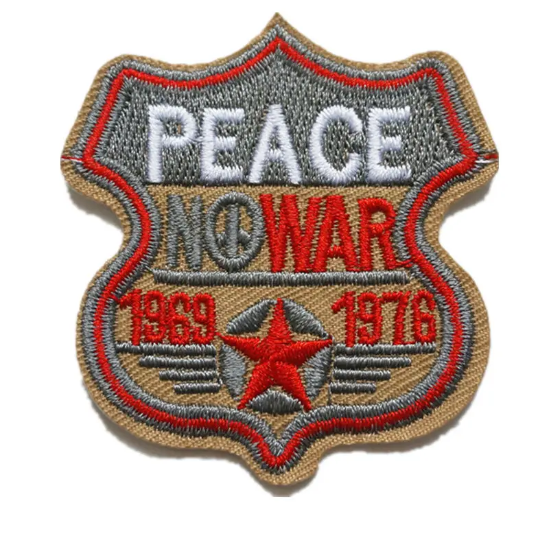 Embroidered Patches Peace Sew Iron On Badge NO WAR Army For Clothes Appliques DIY Sticker Decoration