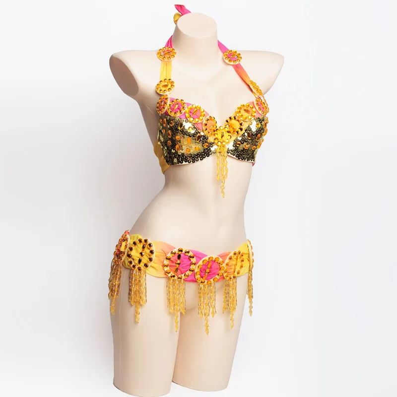 Bra and belt for women Performance belly dance costume belly dancing wear Night dance belly dancing outfit Dance Bra Belt