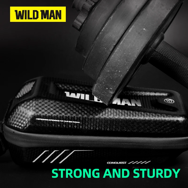 WILD MAN E5 Bicycle Bag, Large Capacity Hard Shell, MTB Road Bike Bag, Waterproof Top Tube, Carbon PU, Cycling Accessories