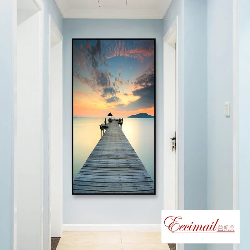 EECAMAIL Porch Diamond Painting Modern Minimalist Nordic Sticky Diamond Cross Stitch Aisle Vertical Corridor Diamond Embroidered