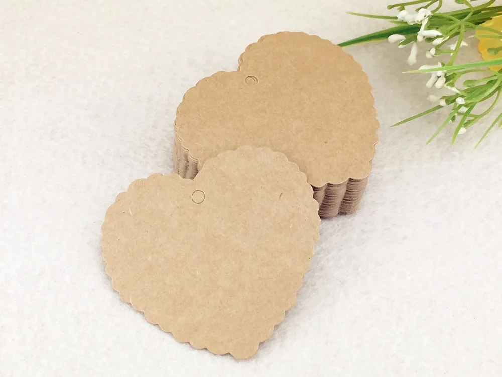 100pcs/lot Kraft Price Tags Paper Jewelry Display Card DIY Blank Hang tag Brown Paper Price Tag Packing Labels kraft gift tags