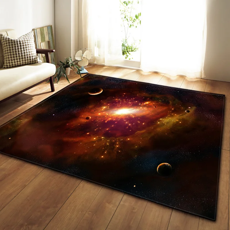 

Nordic style Flannel Soft Carpet Galaxy Starry sky 3D Print Rugs Parlor Antiskid Mat Carpets for LivingRoom Decor Large Size Rug