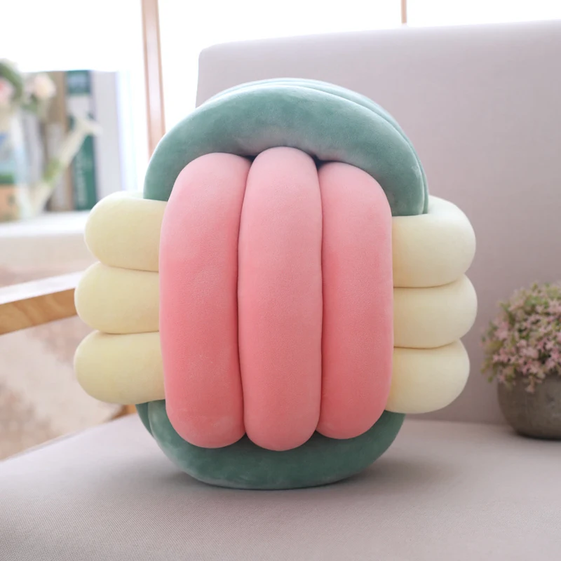 1PC 30CM Kawaii Multicolor Of Chinese Knot Plush Pillow Soft Colorful Stuffed Cartoon Toy Home Decoration Sofa Cushion Dolls