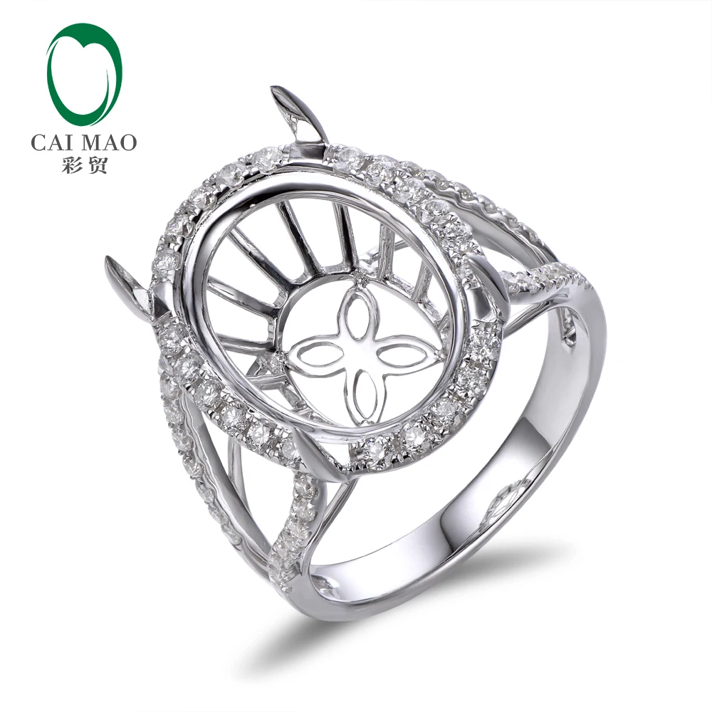 

Caimao 11x15mm Oval Cut Semi Mount Setting Ring 14K White gold Natural 0.68ct Diamond Engagement Jewelry