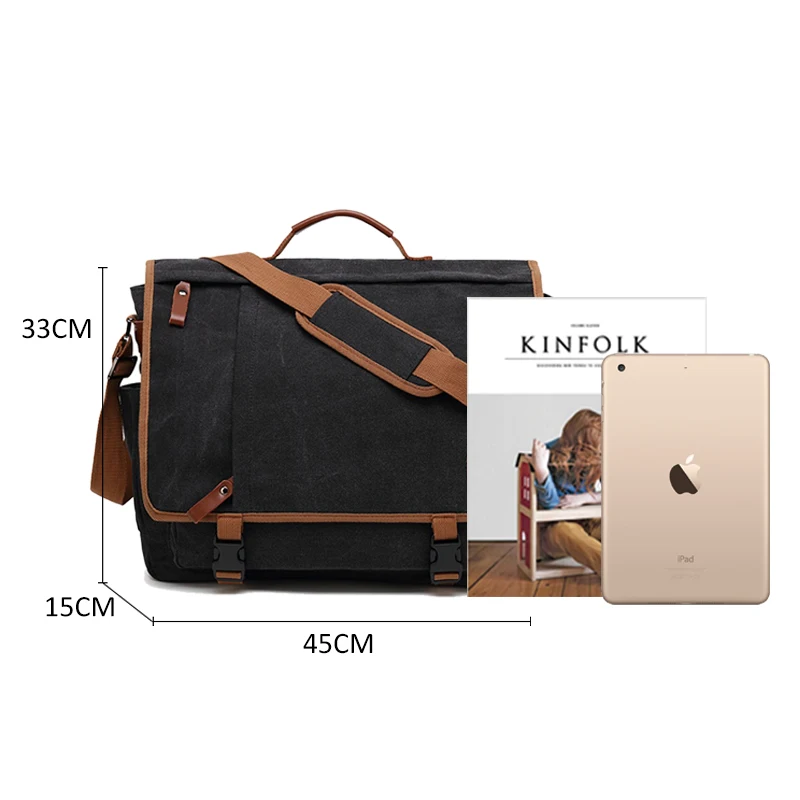 Vintage Canvas Briefcase Men 17 Inch Laptop Travel Handbag Business Tote Bags Male Messenger Bags Large Shoulder Bag XA200ZC