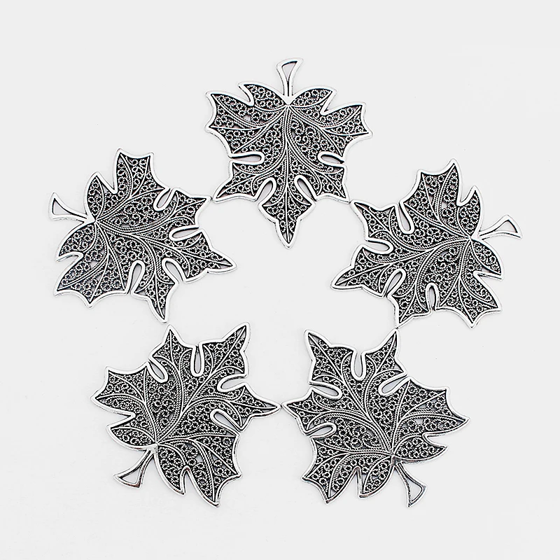 3Pcs Large Grape leaves Charms Maple Leaf Pendants Jewelry DIY Necklace Making Finding 74x63mm