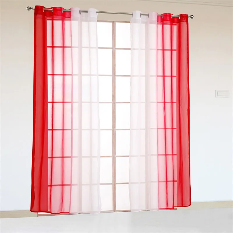 2Pieces Colorful Curtain Orange Gradient Tulle Curtains For Living Room Bedroom Kitchen Sheer Drapes Home Decor Custom Cortinas