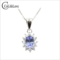 Fashion silver tanzanite necklace pendant for wedding 0.5 ct natural tanzanite pendant solid 925 silver tanzanite pendant