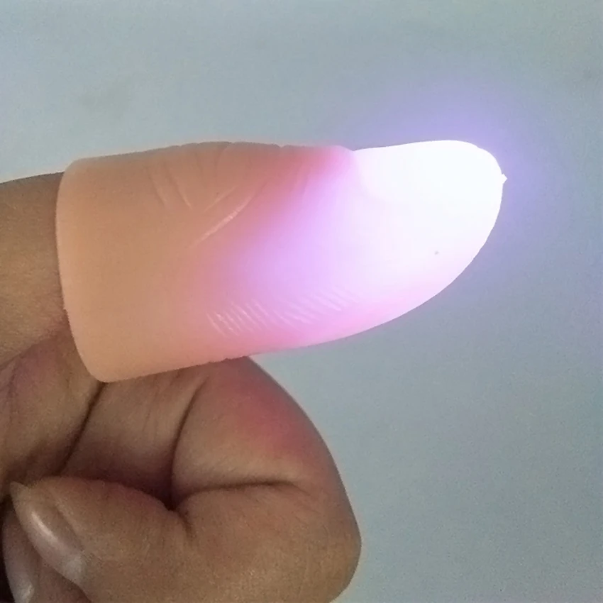 2PCS Illuminated Magic Single Finger Light Funny LED Light Flashing Fingers Magic Trick Props Light-Up Toys For Party Holidays