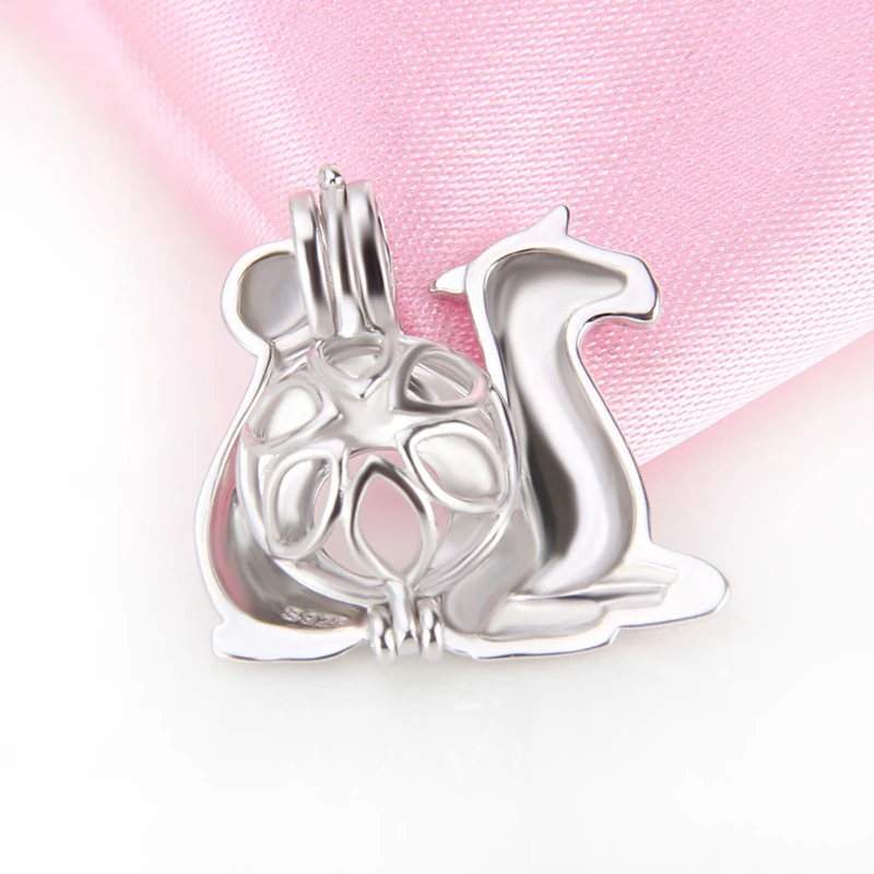 CLUCI 925 Sterling Silver Camel Shaped Charms Pendant for Women Necklace Jewelry Making Silver Cage Pendant Pearl Locket SC227SB