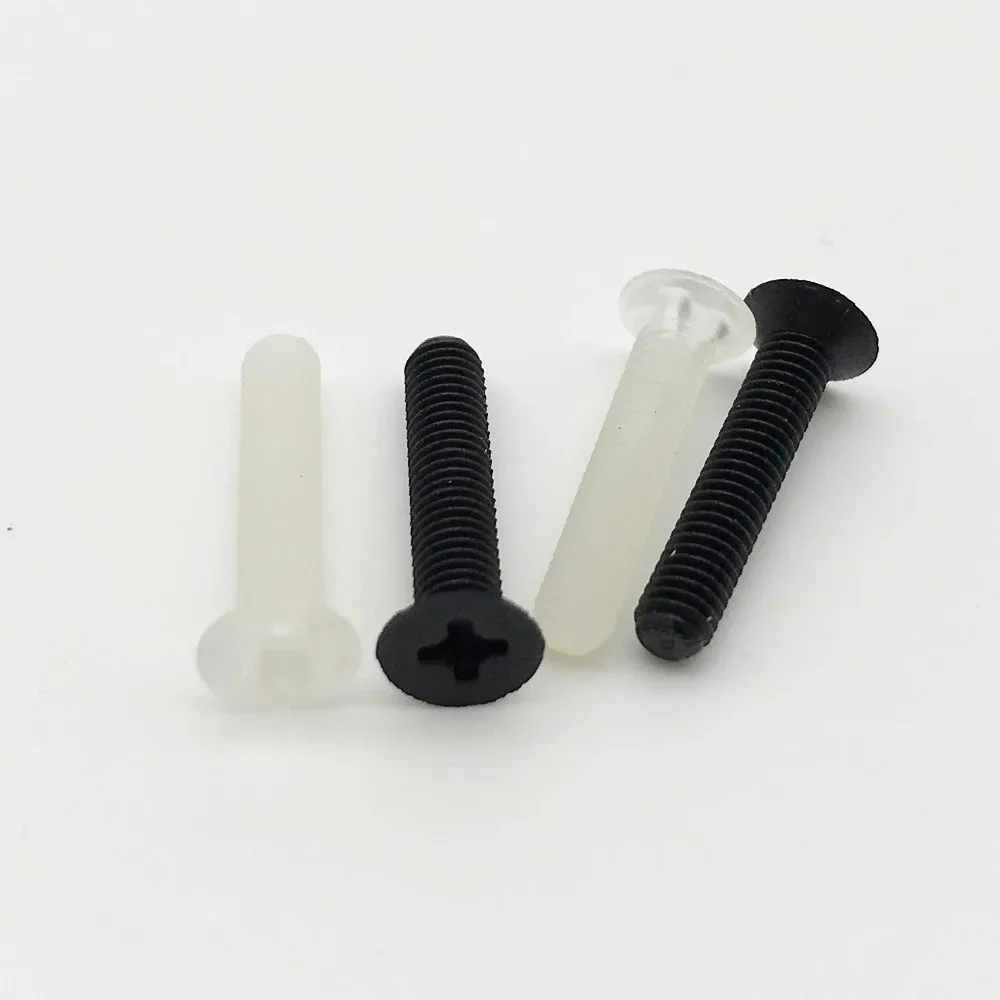 HZYUEGOU 25 Stück M3 Weiße und Schwarze Kunststoff-Nylon-Schrauben mit Flachkopf, Senkkopf und Kreuzschlitz, Gewindedurchmesser 3 mm, Länge 6-20 mm – Detail 4