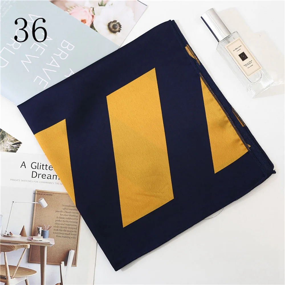 Luxury Women Silk Scarf Square Hair Scarf Satin Neck Hotel Waiter Flight Attendants Business Imitate Bandana Silk Bag Scarf 50cm