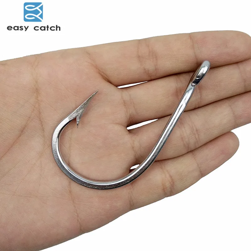 Easy Catch 50pcs 7691 Stainless Steel Sharp Big Thick Tuna Fishing Hooks Size 3/0 4/0 5/0 6/0 7/0 8/0 9/0 10/0 11/0 12/0 13/0