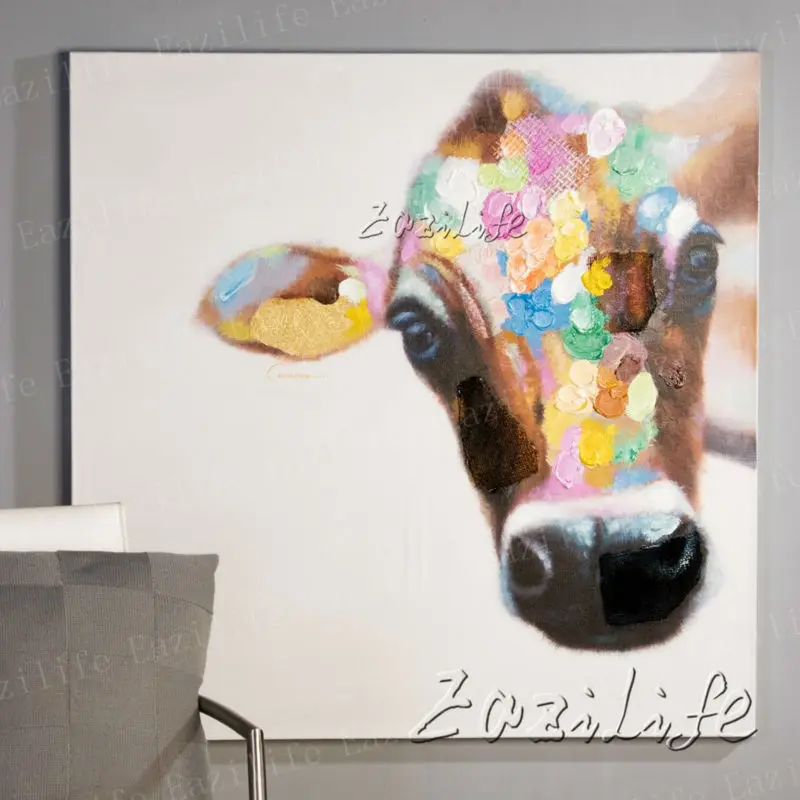 Cow Oil painting On Canvas Wall Pictures Paintings For Living Room Wall Art Canvas Pop art Cattle modern abstract hand painted