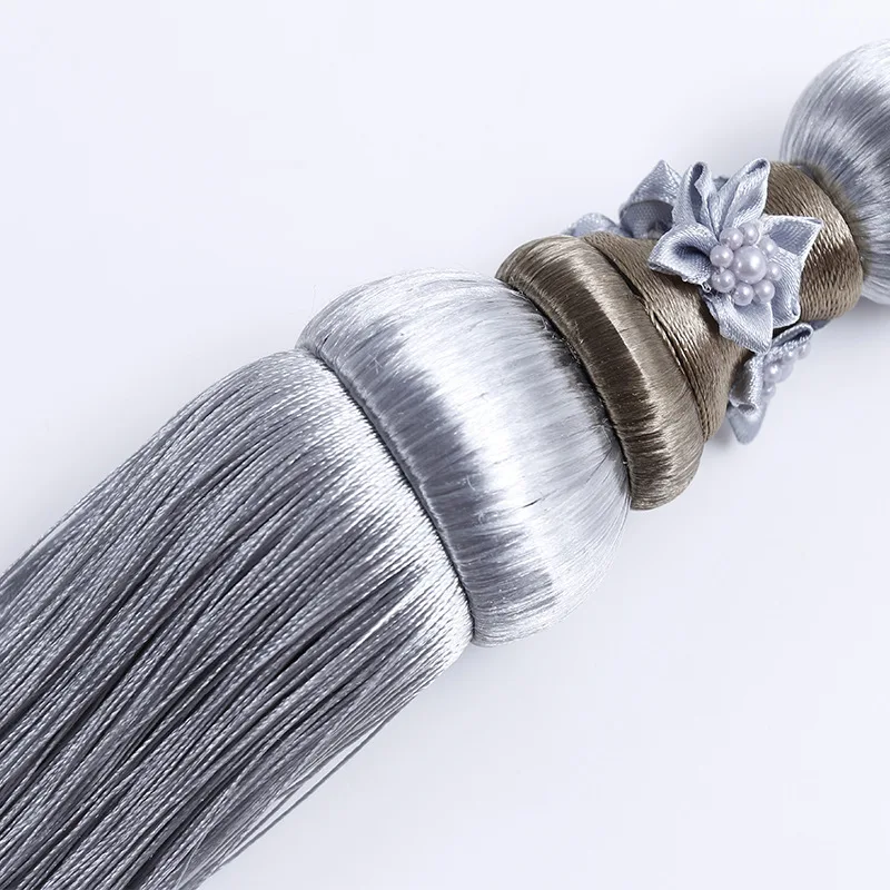 QGVLish 2Pcs Curtain Tassel Fringe Tiebacks Straps Hanging Belt Ball Curtain Accessories Brush Bind Buckle Curtain Holder Decor