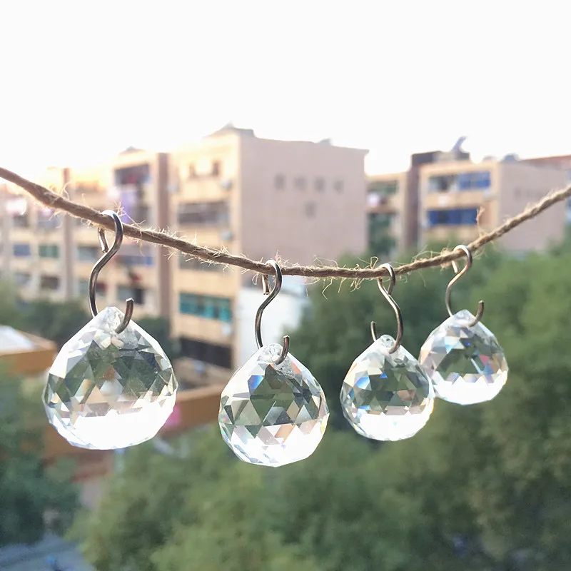 (Free Rings) 10pcs/lot 20mm Clear Faceted Balls K9 Crystal Chandelier Parts Prism Suncatcher Hanging Pendant Wedding Decoration