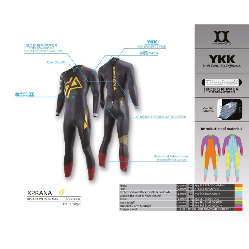 UTTER Xprana 5/3mm pianka do surfingu triathlonowego z pełnym rękawem Smoothskin Yamamoto neopren do pływania na otwartej wodzie Ironman