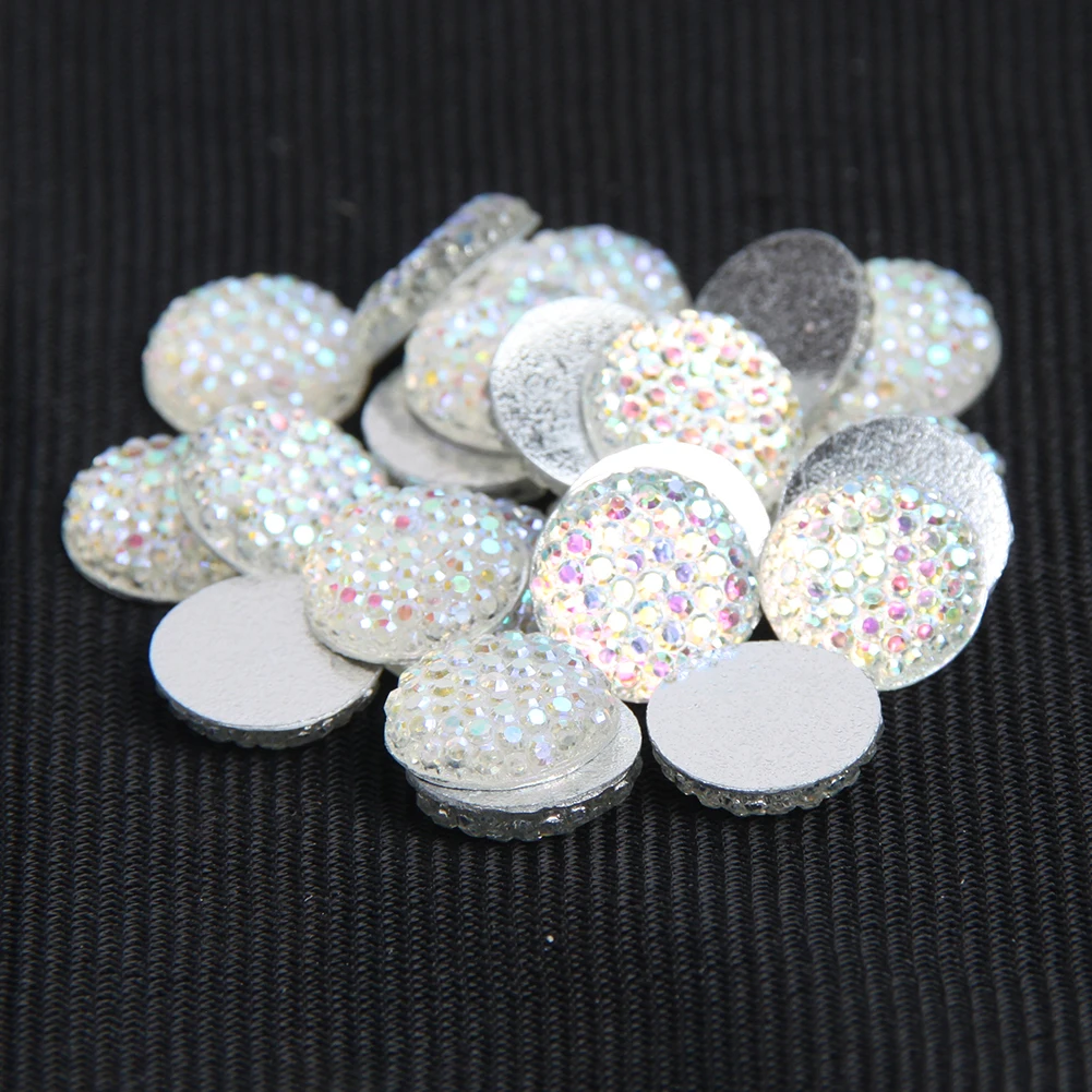 10mm 100pcs Many Colors Round Flatback Non Hotfix Scrapbook Resin Rhinestones Use Glue On DIY Crafts Jewelry Art Accessories