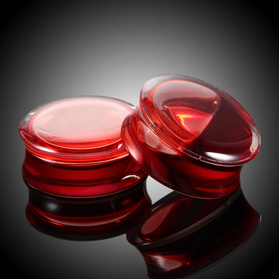 2Pcs/lot Hot Sale Red Liquid Ear Gauges Acrylic Double Flared Ear Flesh Plugs Ear Expander Piercing Unisex Jewelry 8-25mm