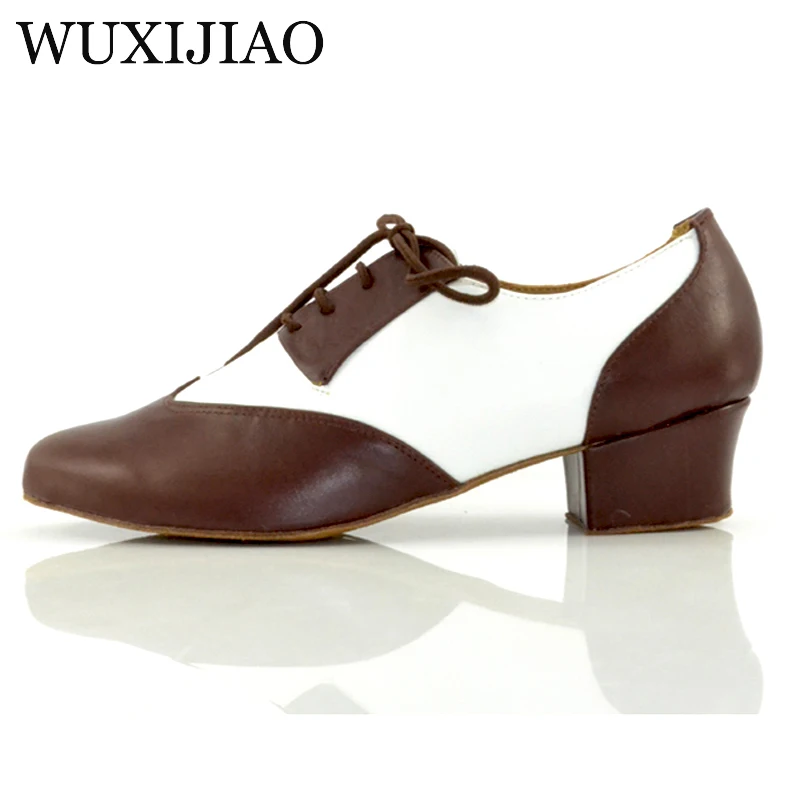 WUXIJIAO new Genuine leather Men\'s Latin dance shoes heel 4.5CM Size 28-46 Ballroom Dancing Shoes Customized large size