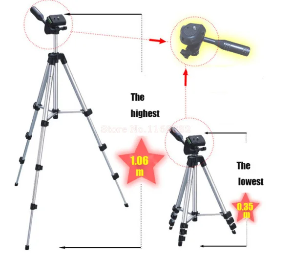 ترايبود مع رئيس 3-Way ترايبود + حامل الهاتف الوقوف ل d7100 d90 d3100 dslr NEX-5N 70d 650d 600d