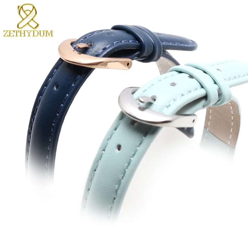 Genuine leather bracelet womens watchband plain wristwatches band blue pink gray color watch strap 14 16 18 20 mm soft band