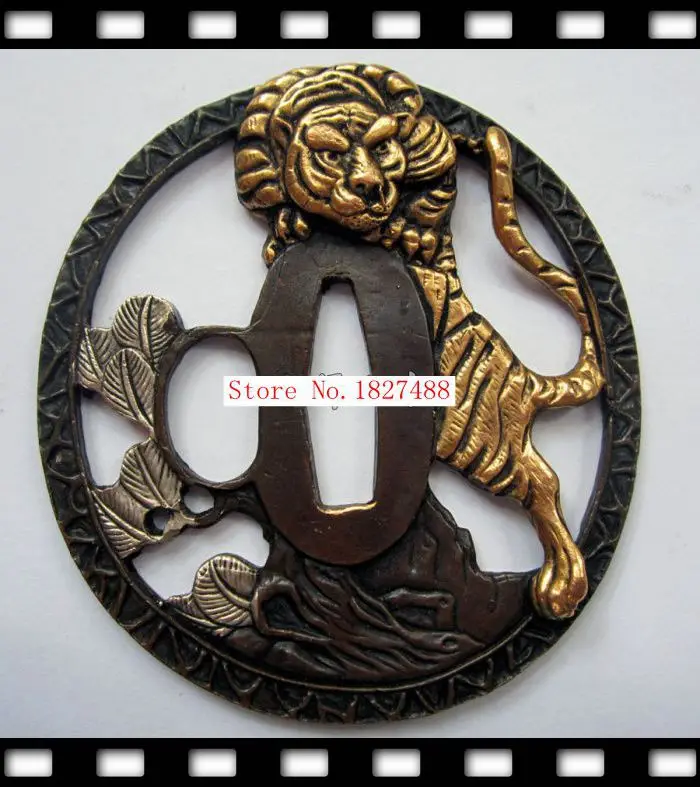 High Quallty Japanese katana Copper Tsuba WAKIZASHI Sword Accessories W/Lion Design