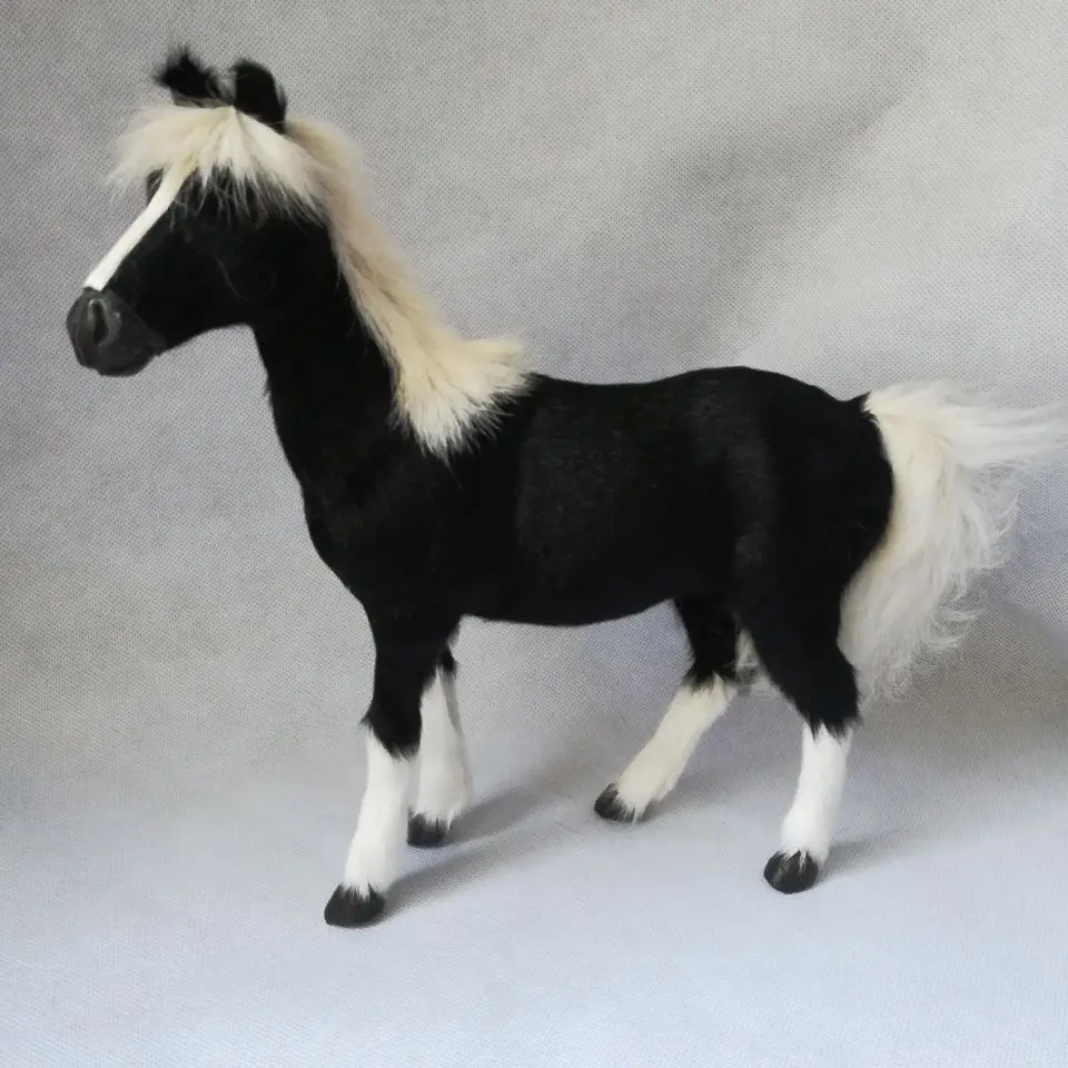 real life toy polyethylene&furs black horse large 26x22cm model handicraft home decoration birthday gift b2024