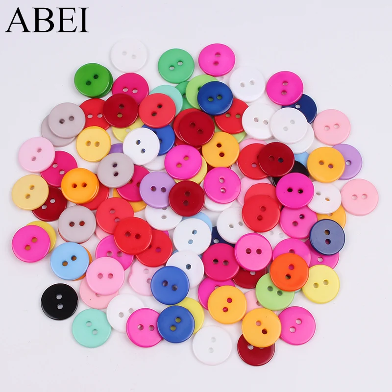 100pcs/lot Mix Colors 15mm Resin Buttons 2-Holes Flatback Round Button DIY Sewing Craft Handmade Clothing Garments Material