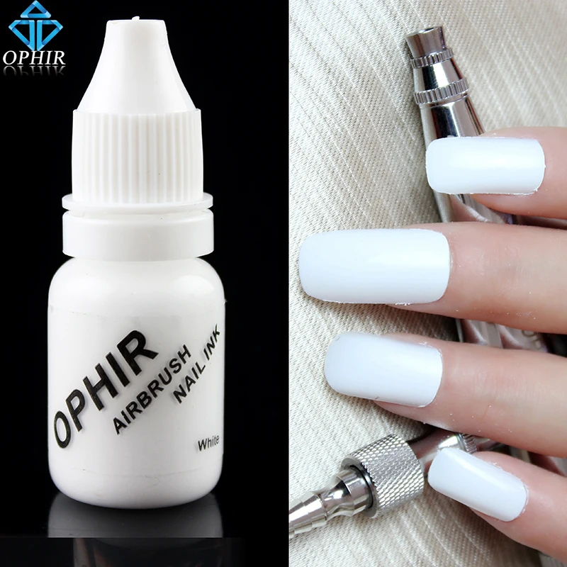 OPHIR WHITE Acrylic Paint Airbrush Nail Ink Pigment for Nail Stencil Nail Art Polish 10 ML/Bottle Airbrush Nail Tools _TA098-2