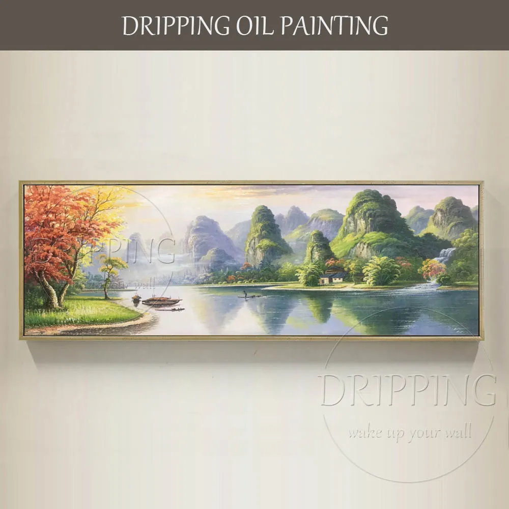 

Excellent Artist Handmade High Quality China Landscape Oil Painting Beautiful Lake and Mountains Oil Painting China Oil Painting