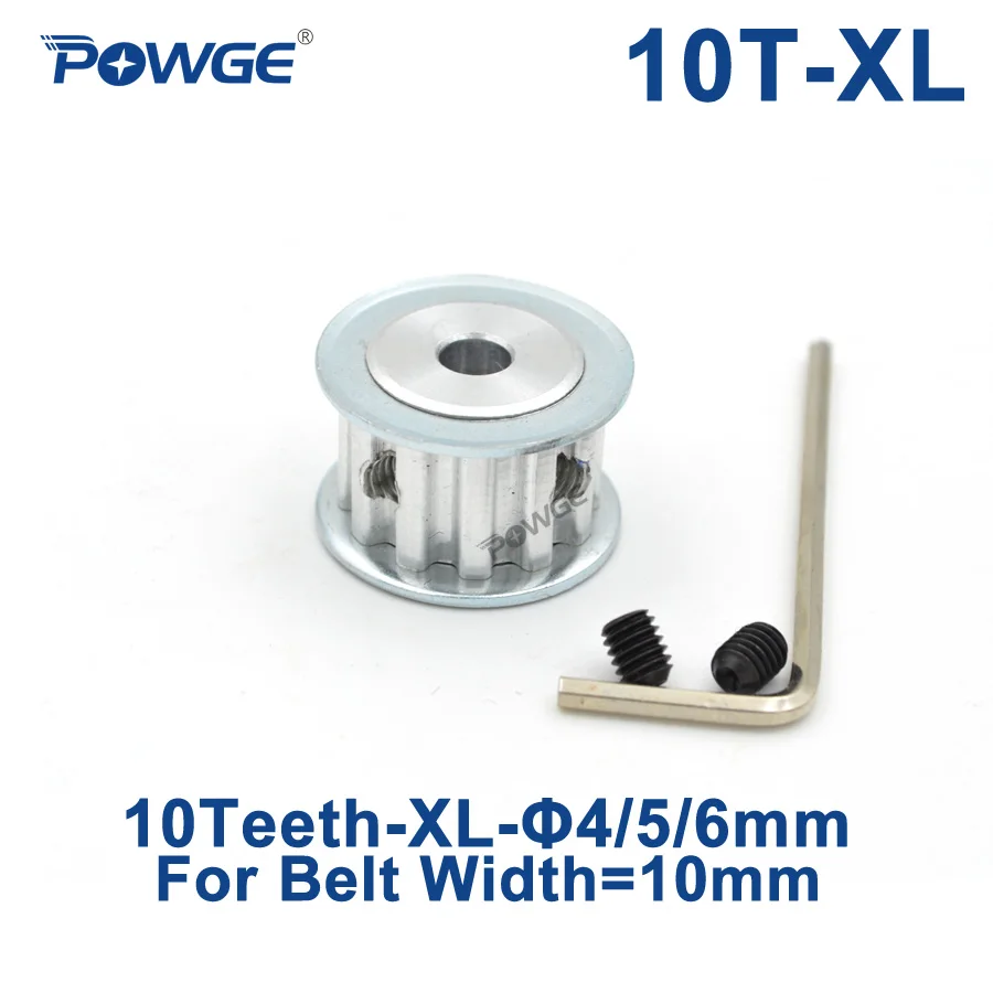 POWGE Inch Trapezoid 10 Teeth XL Timing pulley Bore 4/5/6mm for width 10mm XL Synchronous Belt 10-XL-10 AF 10teeth 10T aluminum