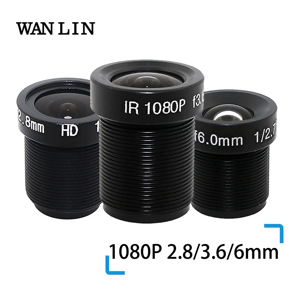 WANLIN 1080P 2.8/3.6/6mm obiektywy kamery przemysłowej kamera ochrony obiektywu M12 2MP przysłony F1.8, 1/2.5 "Format obrazu kamera monitorująca obiektyw HD