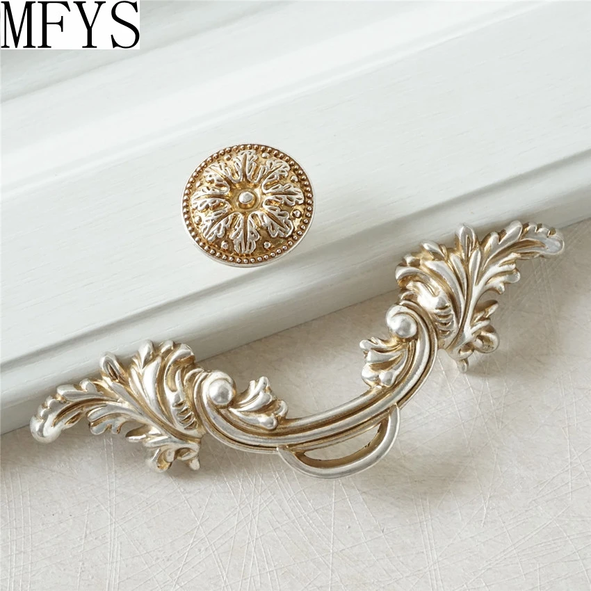 MFYS Античный Серебристый Круглый ручки, винтажные ручки для шкафов и ящиков, ручки для кухонного шкафа, мебельная фурнитура из цинкового сплава