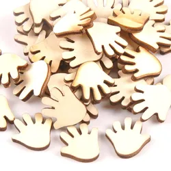 50pcs Unfinished Wooden Ornaments For Scrapbooking Hand Shape Wood Slices DIY Crafts Handmade Home Decoration Accessories m0994