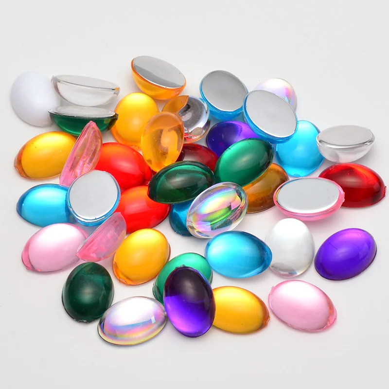 JUANO 10*14mm 13*18mm Mix Color Crystals Oval Rhinestones Flatback Acrylic Stones Non Sewing Scrapbook Beads for Jewelry Making