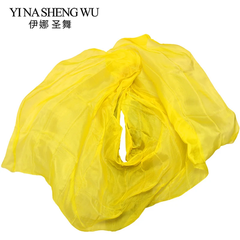 Pure Color Belly Dance Silk Veils 250/270*114 cm Scarf Shawl Belly Dance Accessory Belly Dance Practice Performance Props Yellow