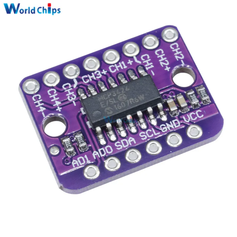 MCP3424 Digital I2C ADC-4 Channel Conversion Module For Raspberry Pi For Arduino 2.7 - 5.5V High Accuracy