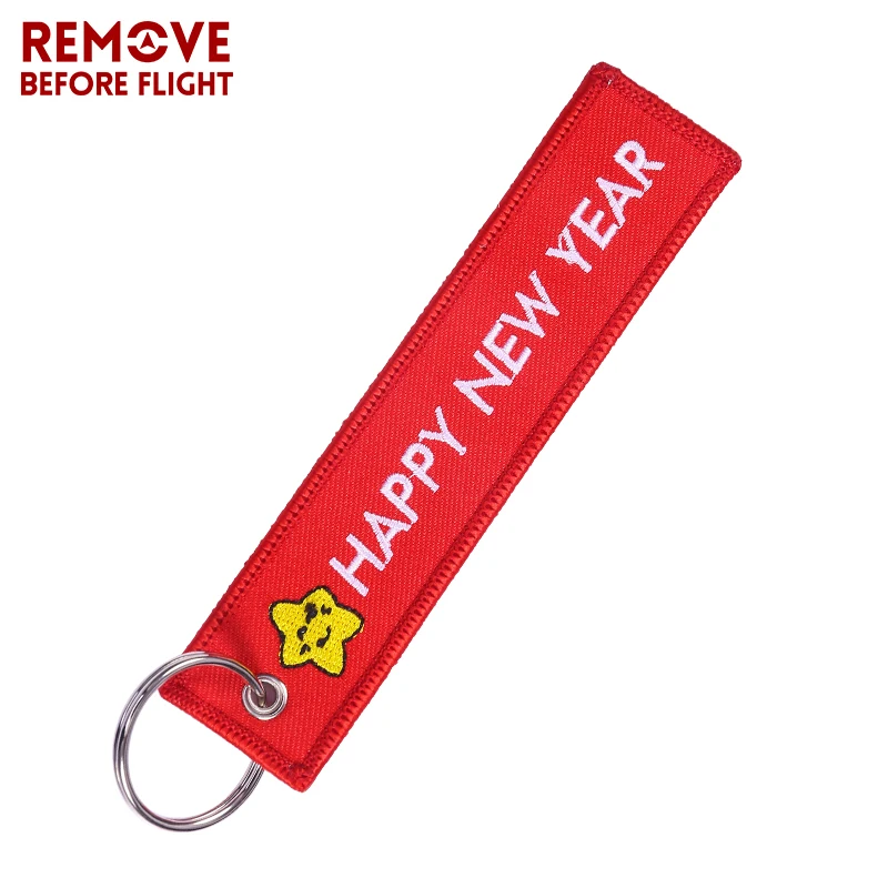 5PCS Christmas Gift Keychain Red Woven Tag Fashion Car Key Ring Motocycle Keychains Awesome Happy New Year Chaveiro Fashion Tag