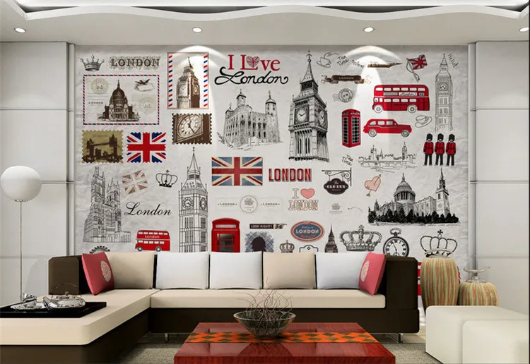 

Custom Wall Mural European Retro London 3D Poster Murals Wallpaper Living Room TV Background House Decoration Wall Paper Mural