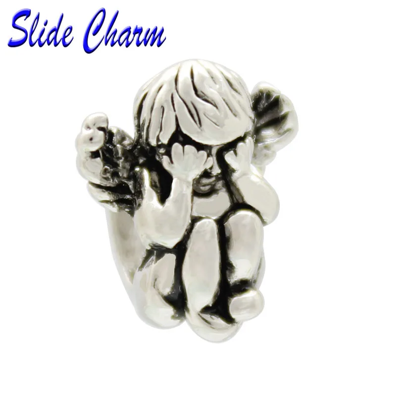 slide charm Mother's Day the luxury brand blindfolded angel charm beads fit Pandora charm bracelet Christmas