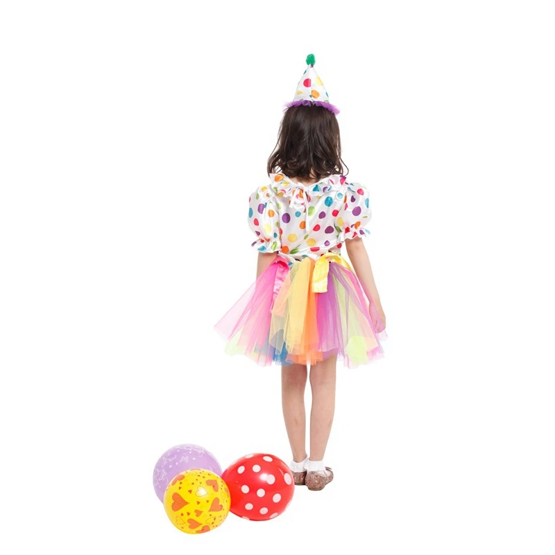 Umorden Big Top Leuke Regenboog Circus Clown Meisje Kostuum Tutu Jurk Kind Kids 4-6y 6-8y 8-10y Halloween Feest Carnaval Fantasia