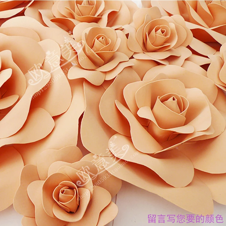 Giant Paper Foam Rose Flowers Roses 16pcs Mix Sizes Stage Wedding Party Event Background Table Decorations decoracao de festa